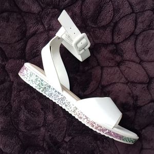Stevie's Girls Glitter Ankle Strap Sandals, White,